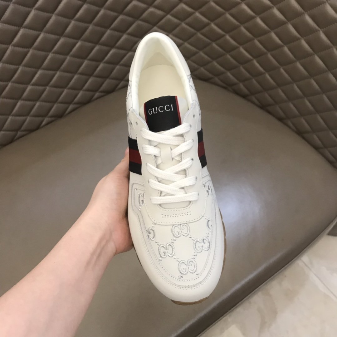 Gucci High Quality Sneakers White suede and silver GG embroidery and silver details MS021081