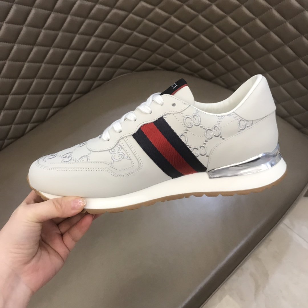 Gucci High Quality Sneakers White suede and silver GG embroidery and silver details MS021081