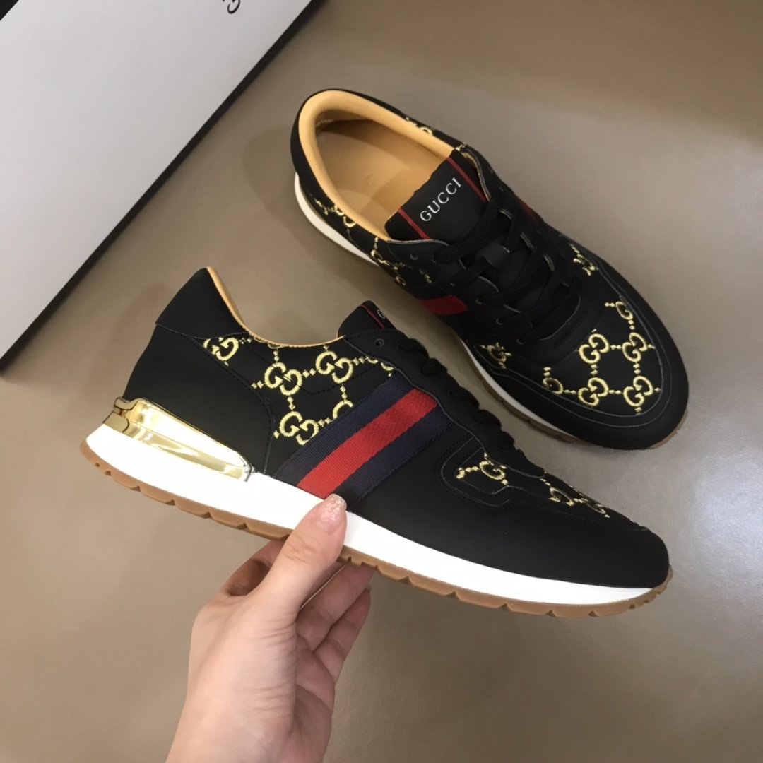 Gucci High Quality Sneakers White suede and gold GG embroidery with gold details MS021080