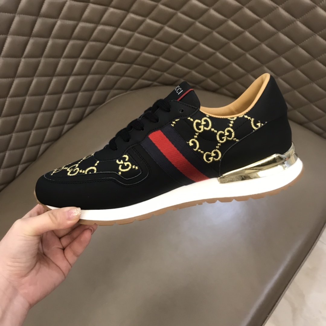 Gucci High Quality Sneakers White suede and gold GG embroidery with gold details MS021080