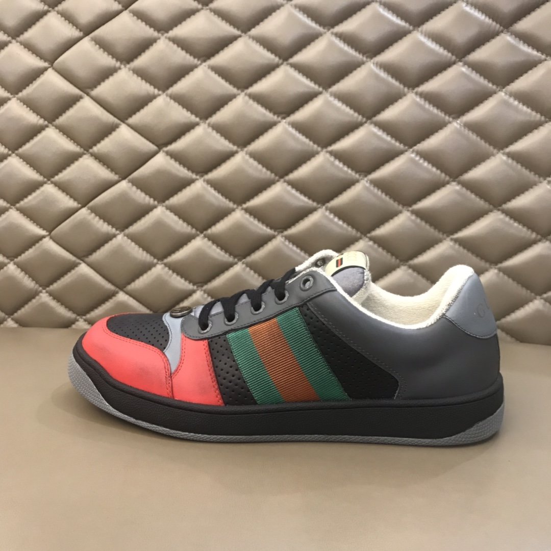 Gucci High Quality Sneakers Grey and red details with black sole MS021149