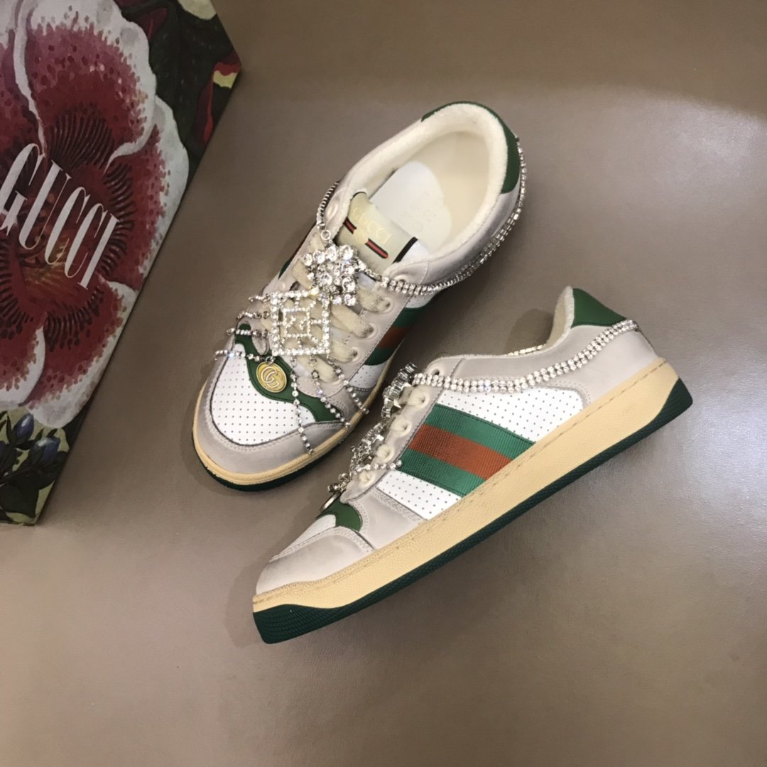 Gucci High Quality Sneakers Beige suede and masonry embellishment with white sole MS021152