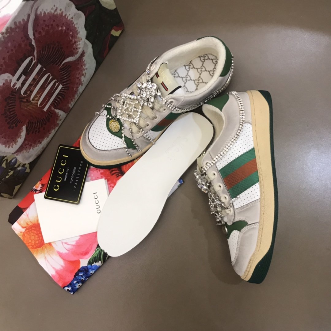 Gucci High Quality Sneakers Beige suede and masonry embellishment with white sole MS021152