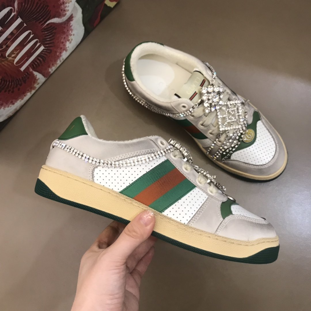 Gucci High Quality Sneakers Beige suede and masonry embellishment with white sole MS021152