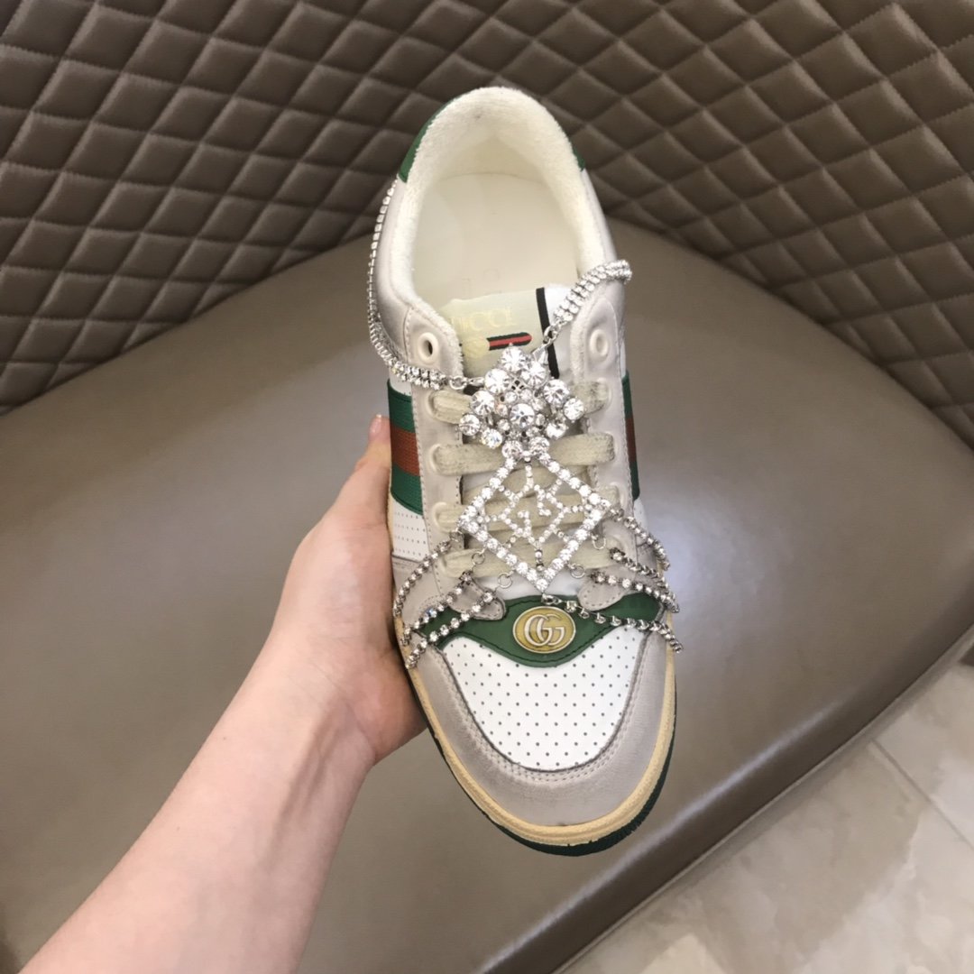 Gucci High Quality Sneakers Beige suede and masonry embellishment with white sole MS021152