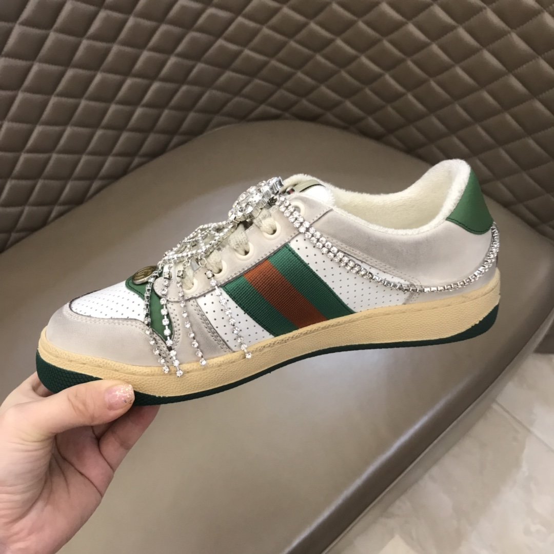 Gucci High Quality Sneakers Beige suede and masonry embellishment with white sole MS021152