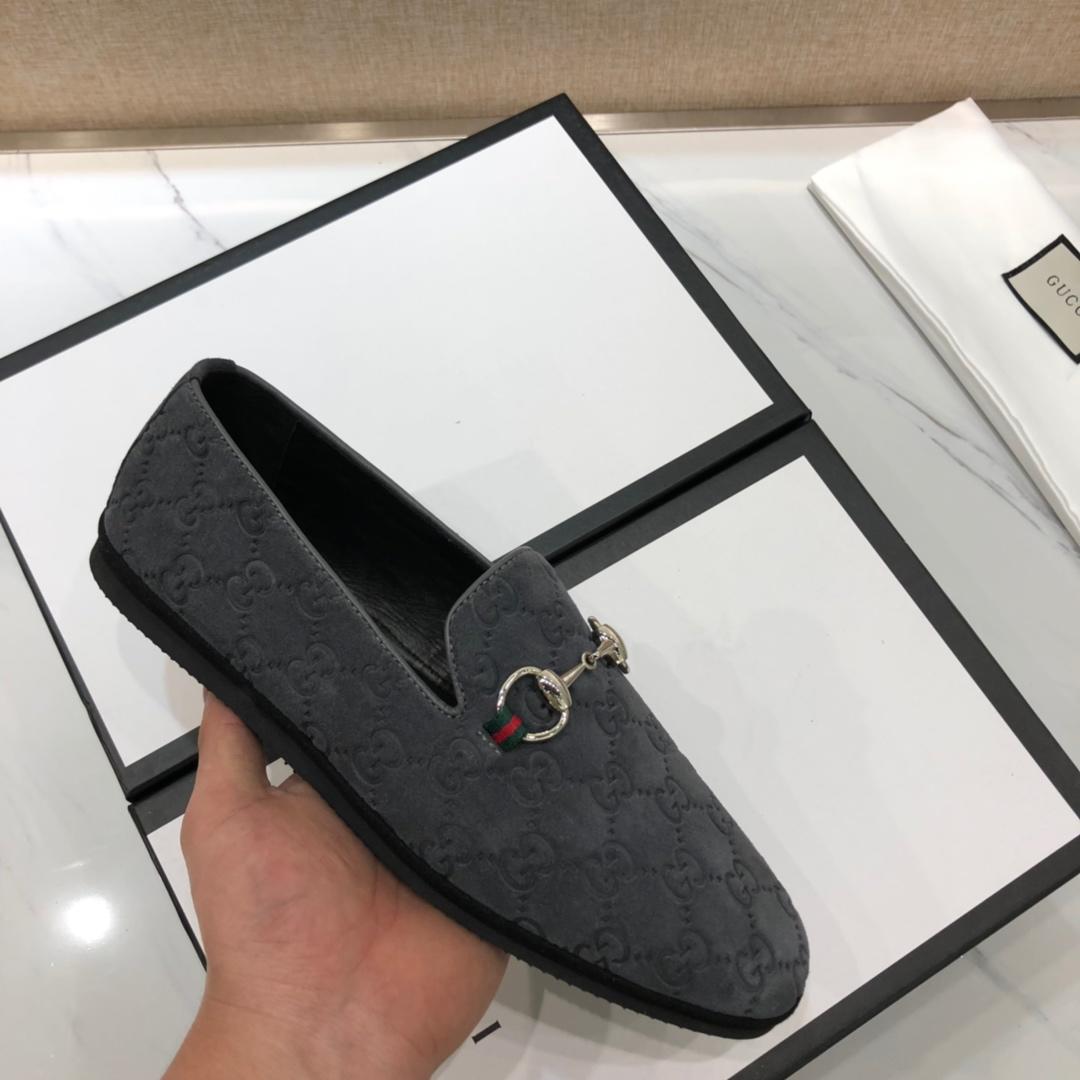 Gucci Gray Perfect Quality Loafers With Silver Buckle MS07556