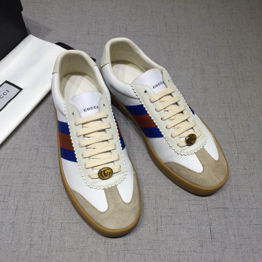 Gucci Fashion Sneakers White and grey suede with brown rubber soles MS07639