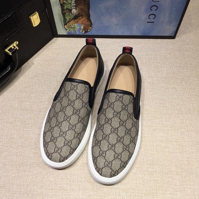 Gucci Fashion Sneakers Brown GG and black heel with white sole MS07693