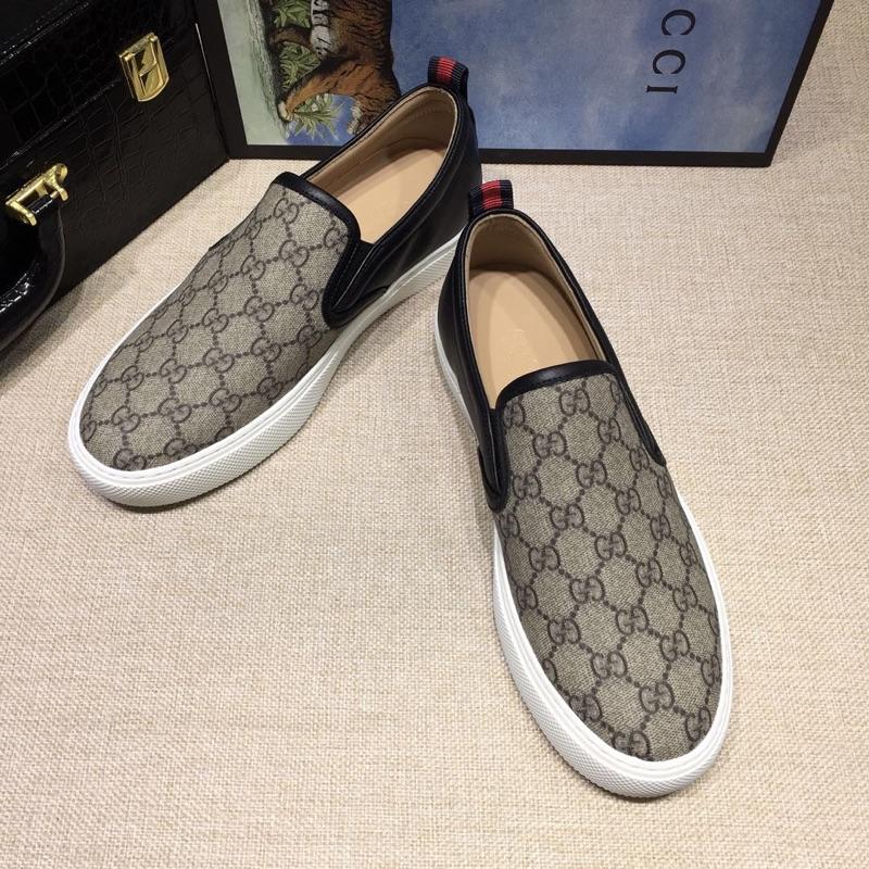 Gucci Fashion Sneakers Brown GG and black heel with white sole MS07693