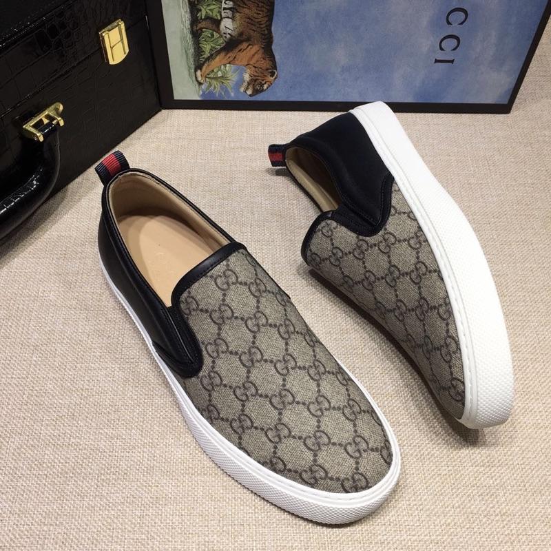 Gucci Fashion Sneakers Brown GG and black heel with white sole MS07693