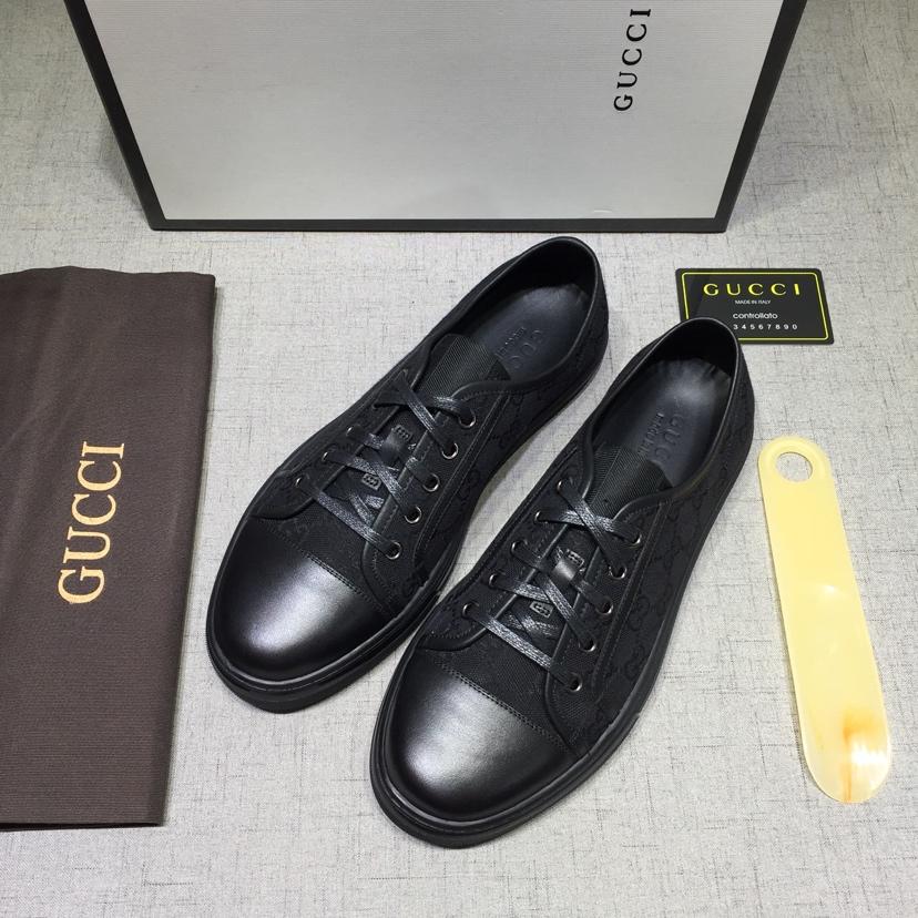 Gucci Fashion Sneakers Black and GG print with black sole MS07643