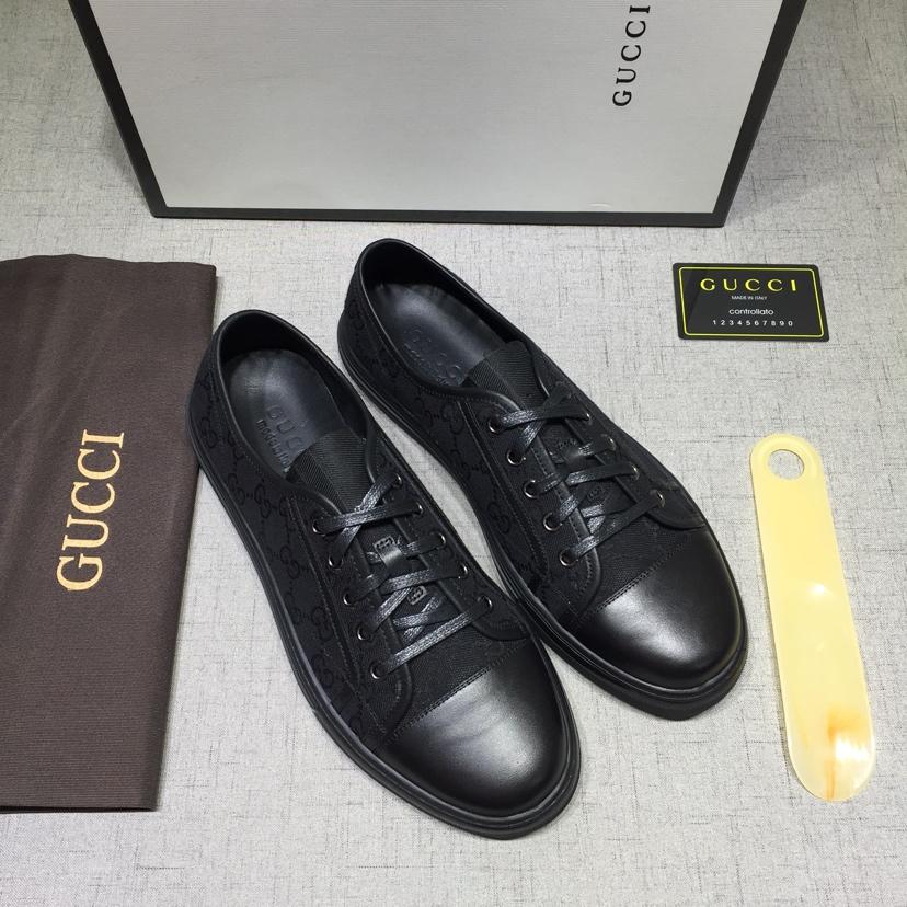 Gucci Fashion Sneakers Black and GG print with black sole MS07643