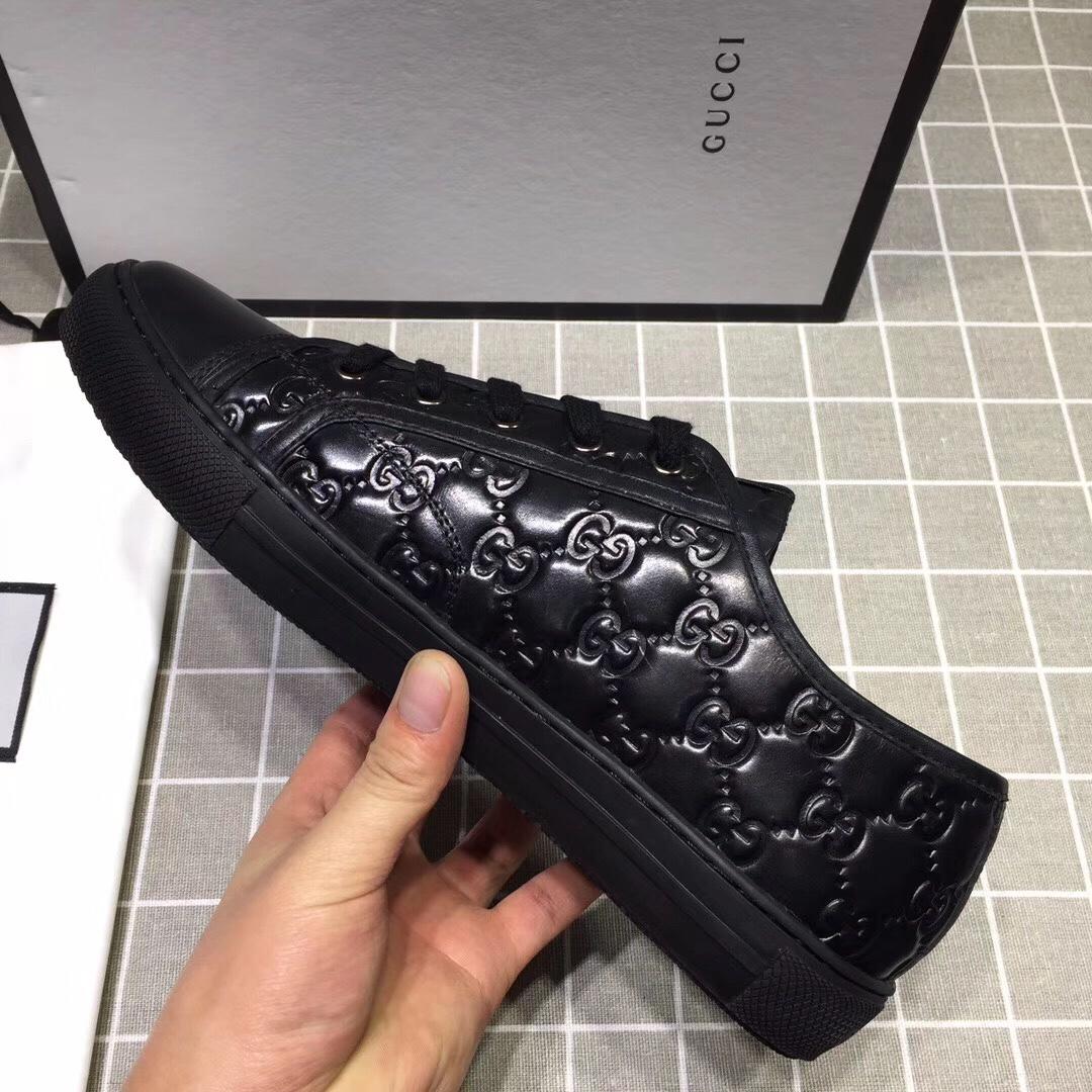 Gucci Fashion Sneakers Black and GG engraving with black sole MS07671