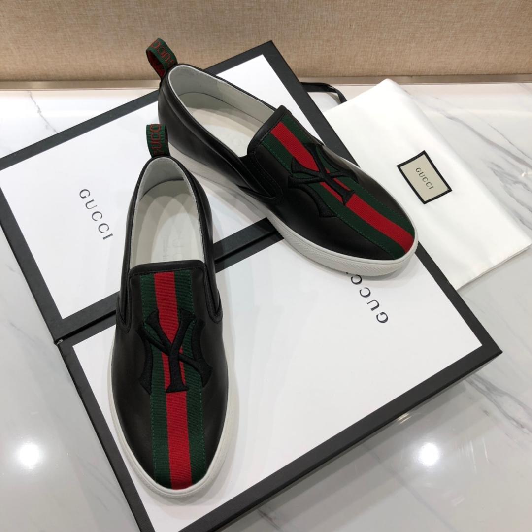Gucci Fashion Sneakers Black and black NY embroidery with white sole MS07775