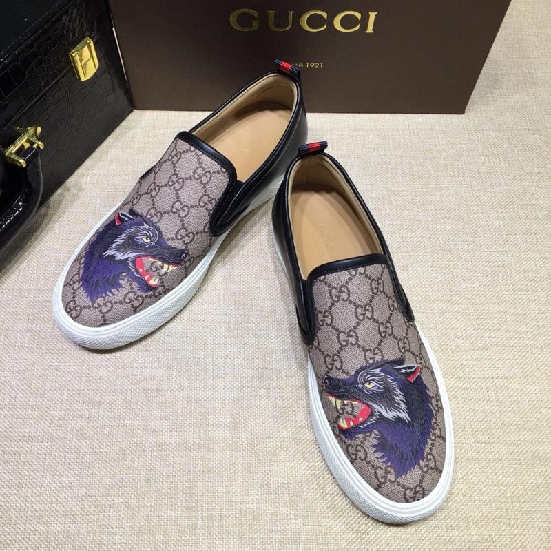 Gucci Fashion Sneakers Beige GG and wolf head print with white sole MS07703