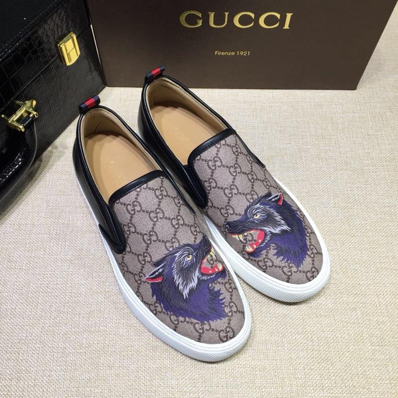 Gucci Fashion Sneakers Beige GG and wolf head print with white sole MS07703