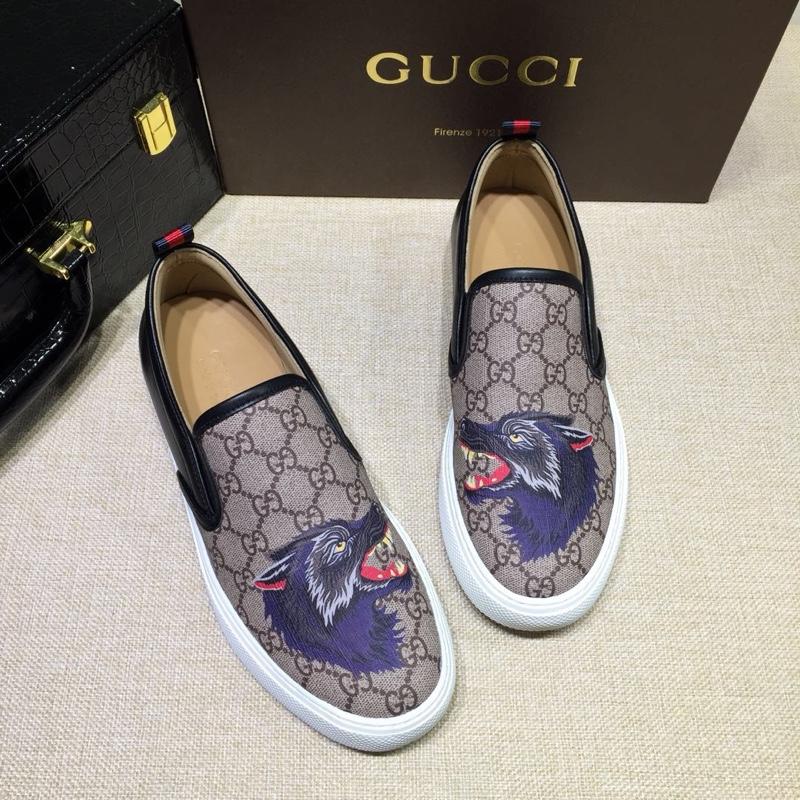 Gucci Fashion Sneakers Beige GG and wolf head print with white sole MS07703