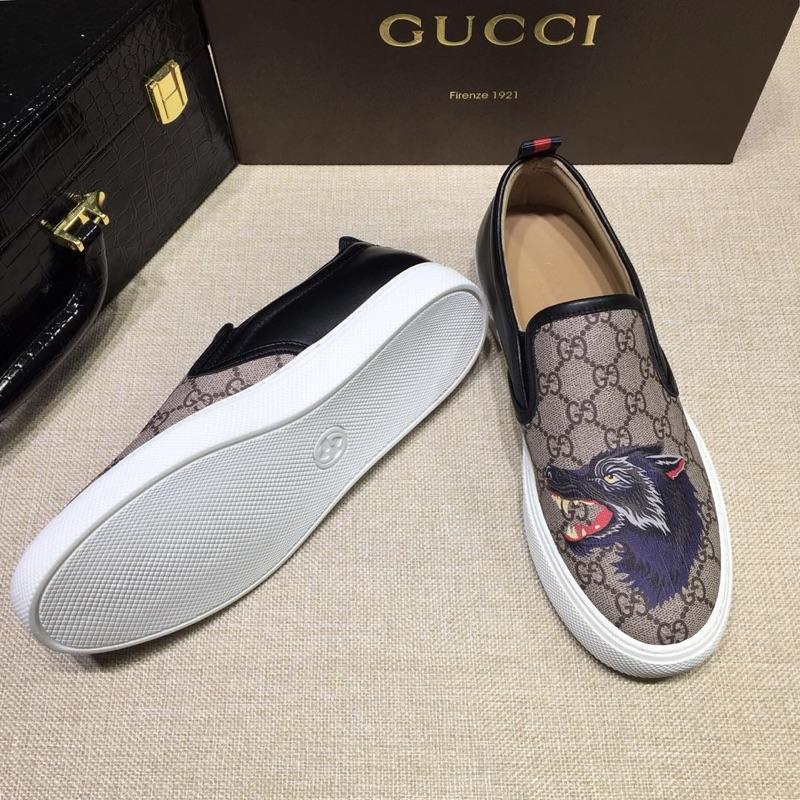 Gucci Fashion Sneakers Beige GG and wolf head print with white sole MS07703