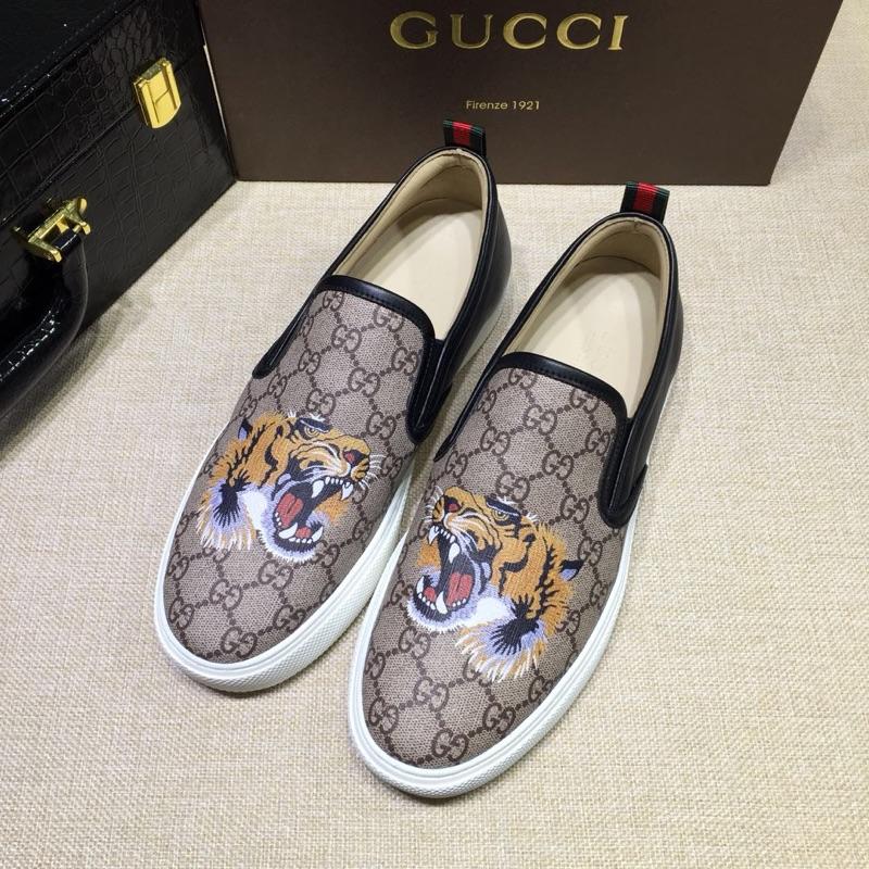Gucci Fashion Sneakers Beige GG and tiger print with white sole MS07704