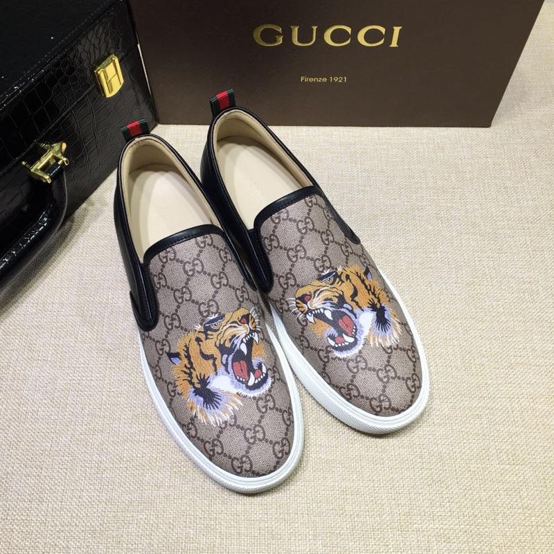 Gucci Fashion Sneakers Beige GG and tiger print with white sole MS07704