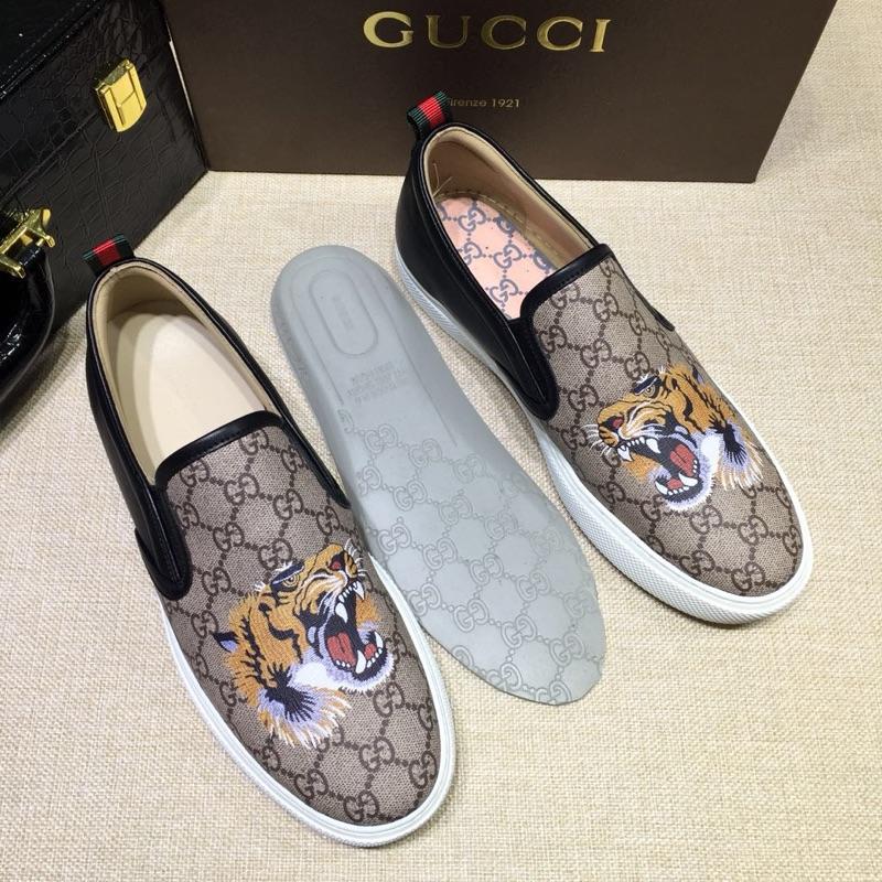 Gucci Fashion Sneakers Beige GG and tiger print with white sole MS07704