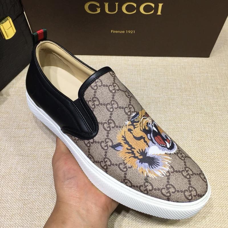 Gucci Fashion Sneakers Beige GG and tiger print with white sole MS07704