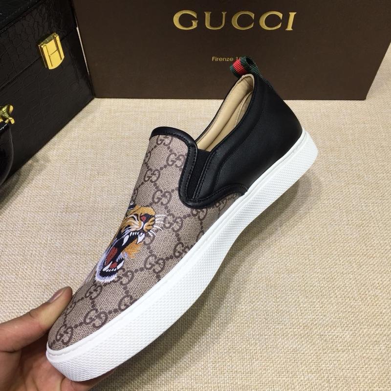 Gucci Fashion Sneakers Beige GG and tiger print with white sole MS07704