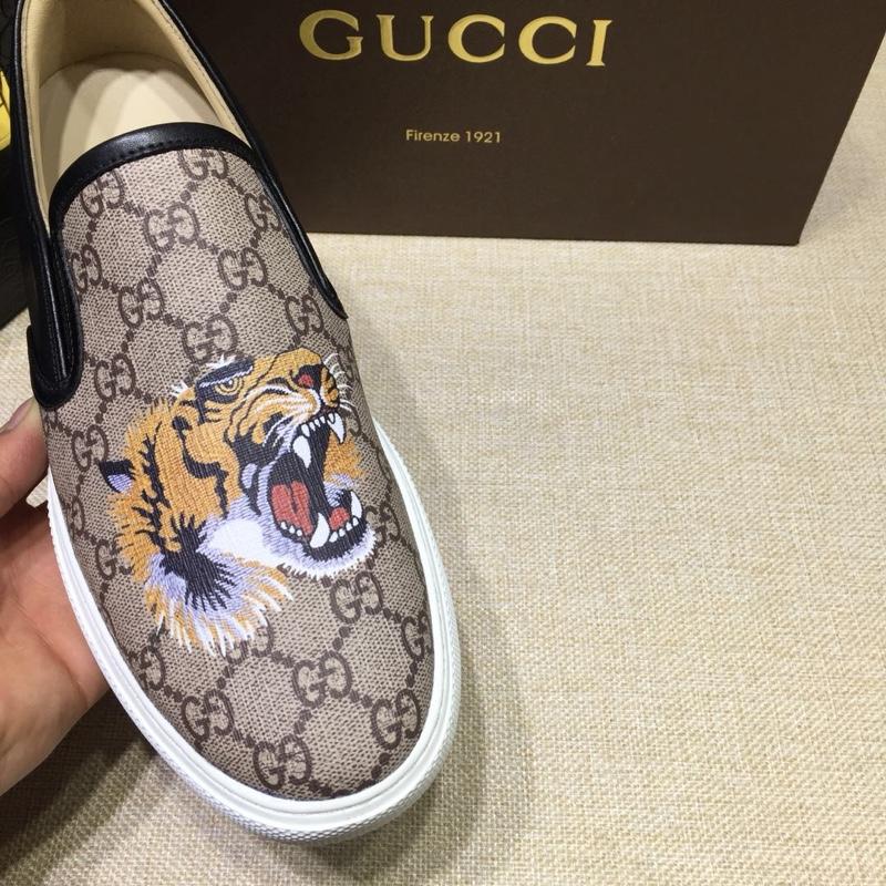 Gucci Fashion Sneakers Beige GG and tiger print with white sole MS07704