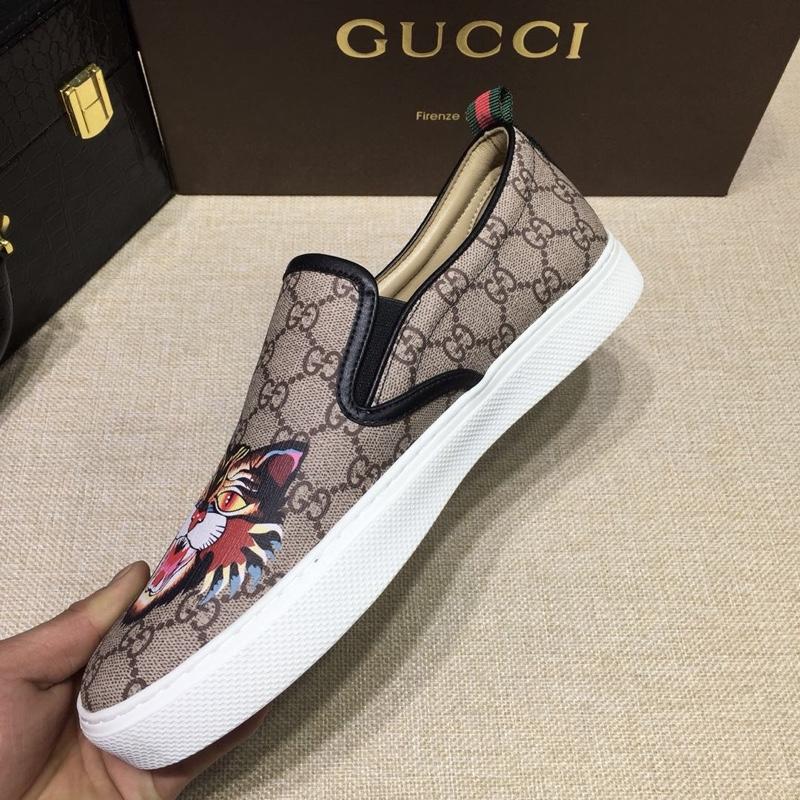 Gucci Fashion Sneakers Beige GG and Mystic Cat print with white sole MS07699