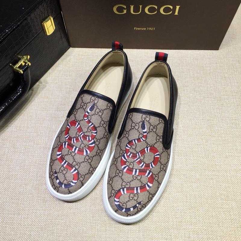 Gucci Fashion Sneakers Beige GG and embroidered gold snake print with white sole MS07701