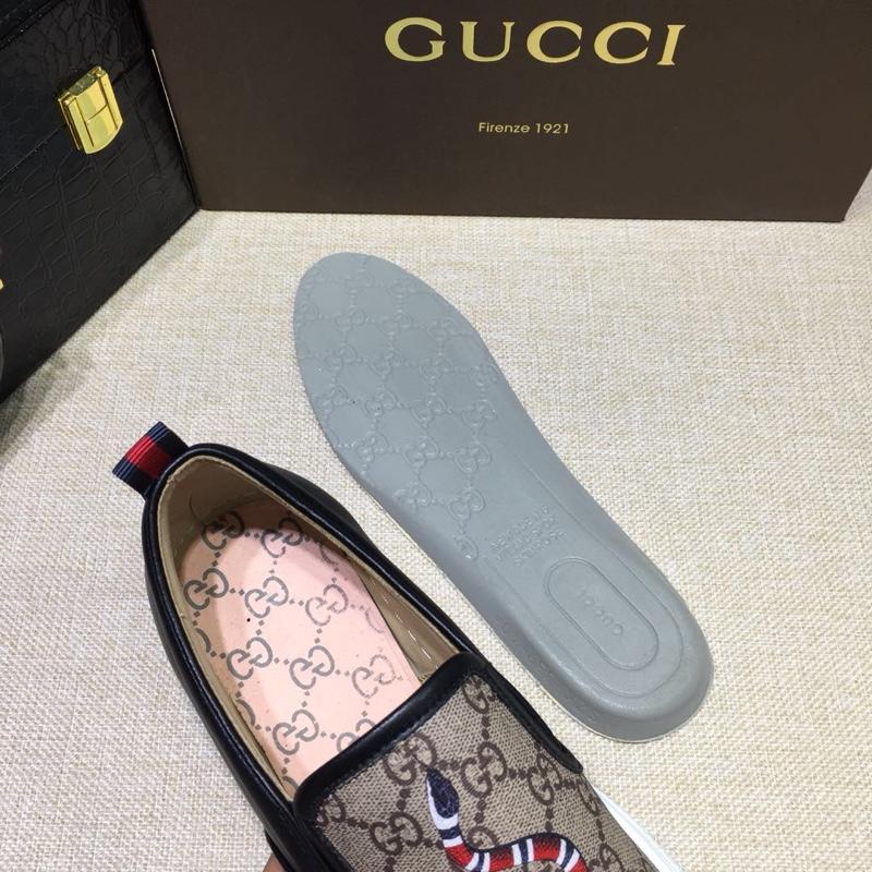 Gucci Fashion Sneakers Beige GG and embroidered gold snake print with white sole MS07701