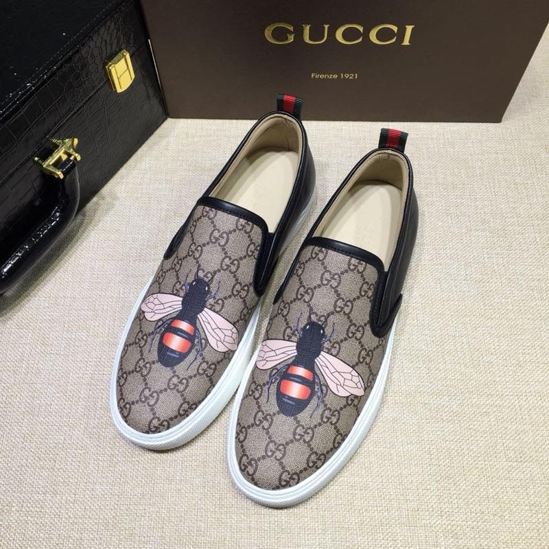 Gucci Fashion Sneakers Beige GG and bee print with white sole MS07702