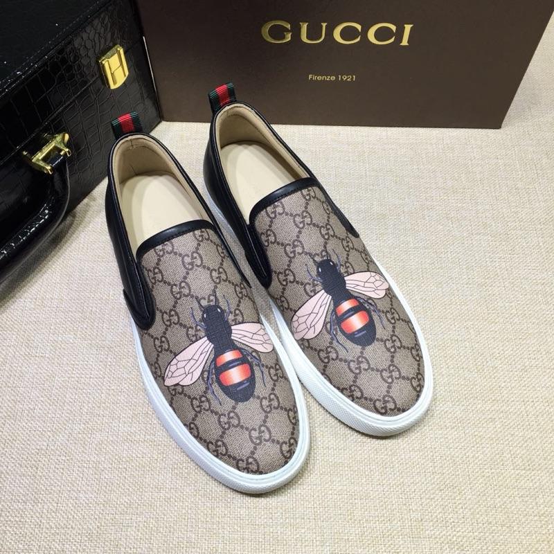 Gucci Fashion Sneakers Beige GG and bee print with white sole MS07702