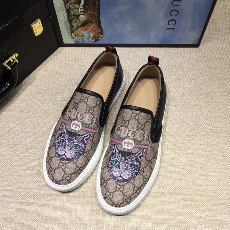 Gucci Fashion Sneakers Beige and GUCCI My Cat Print with White Sole MS07692