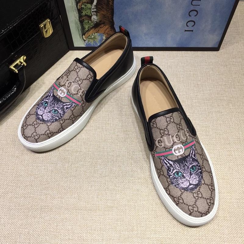 Gucci Fashion Sneakers Beige and GUCCI My Cat Print with White Sole MS07692