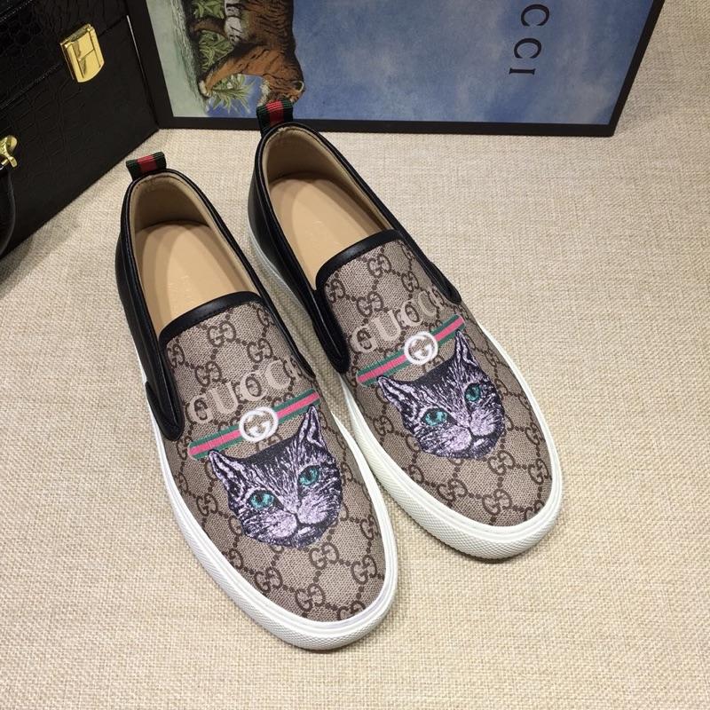 Gucci Fashion Sneakers Beige and GUCCI My Cat Print with White Sole MS07692