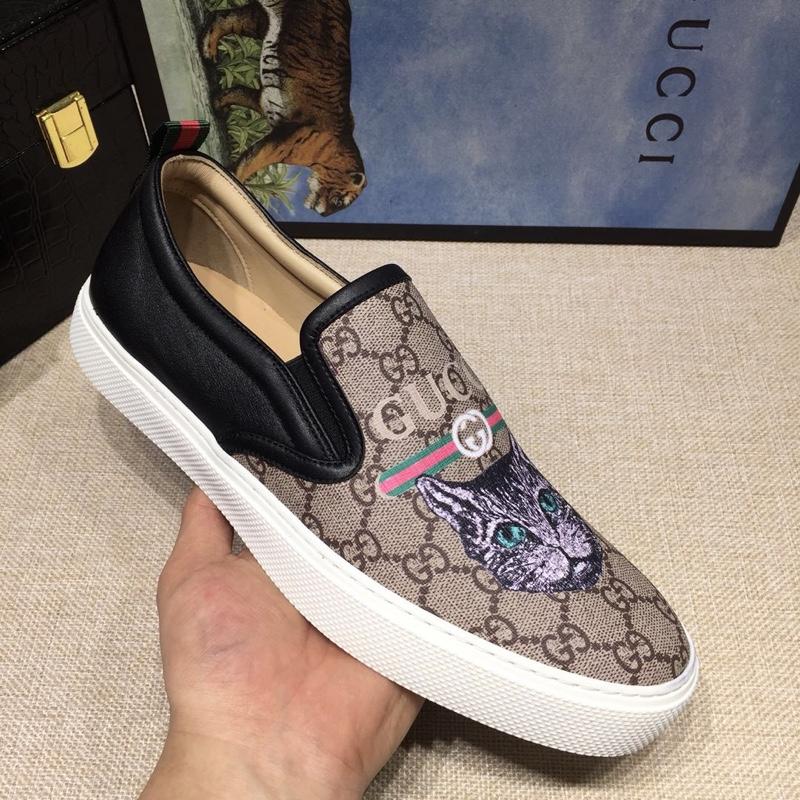 Gucci Fashion Sneakers Beige and GUCCI My Cat Print with White Sole MS07692