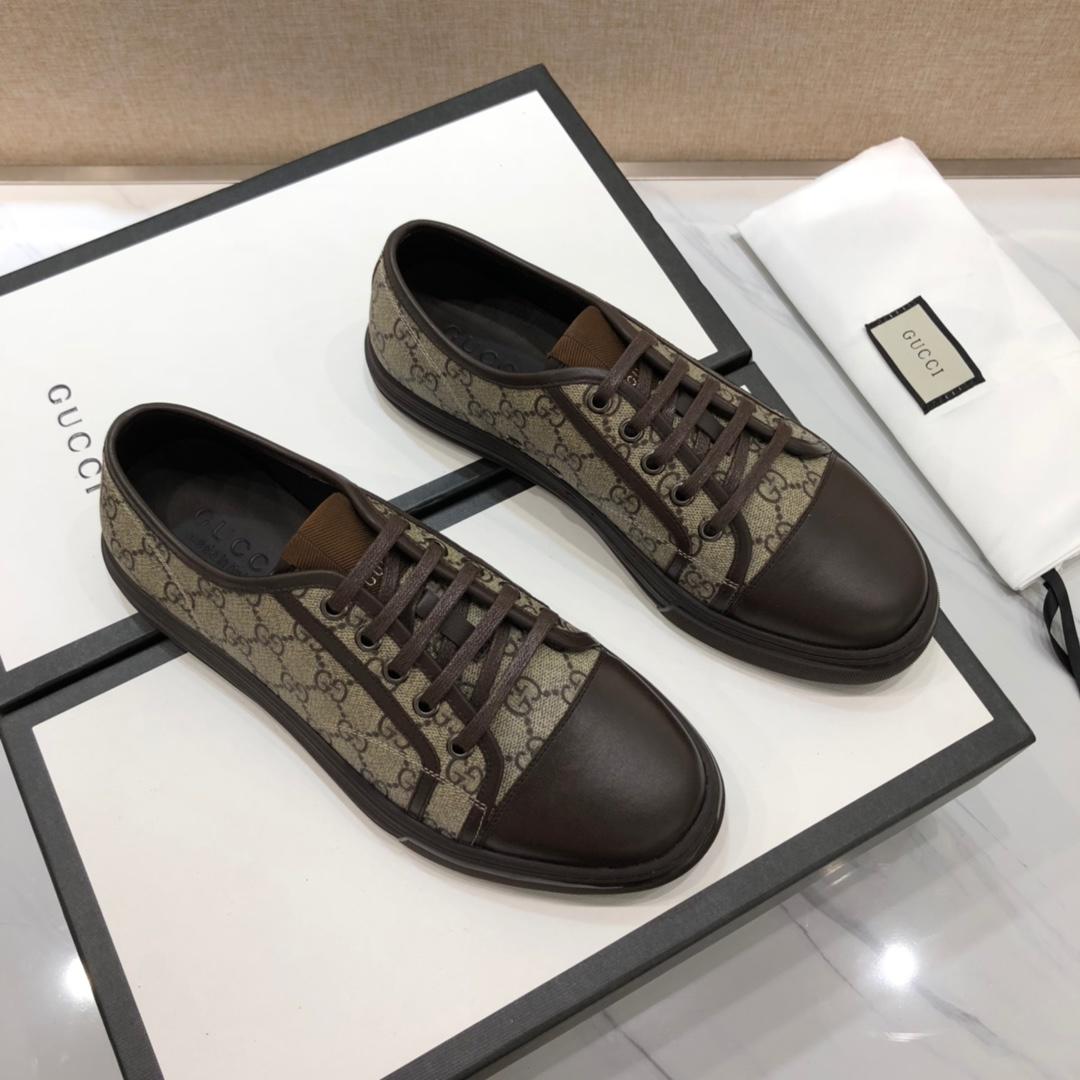 Gucci Fashion Sneakers Beige and GG print with brown sole MS07771