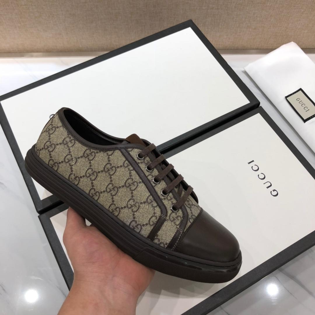 Gucci Fashion Sneakers Beige and GG print with brown sole MS07771