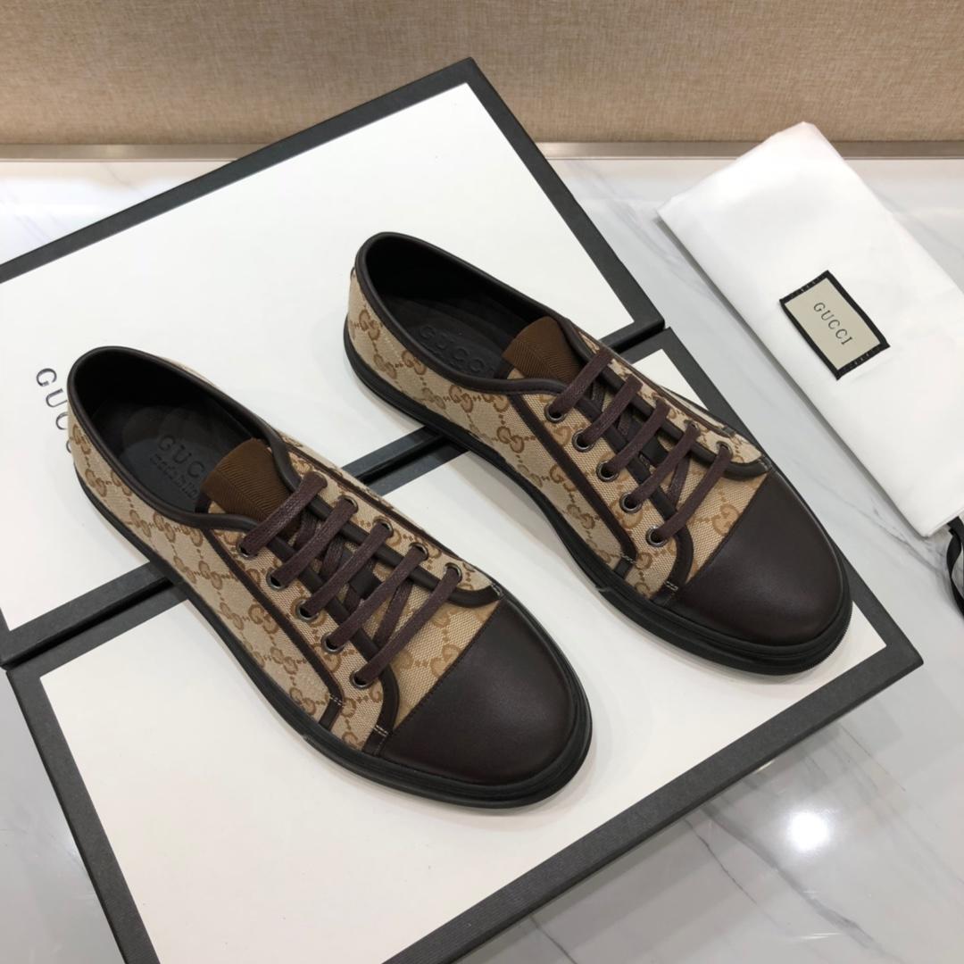 Gucci Fashion Sneakers Beige and GG print with brown sole MS07769