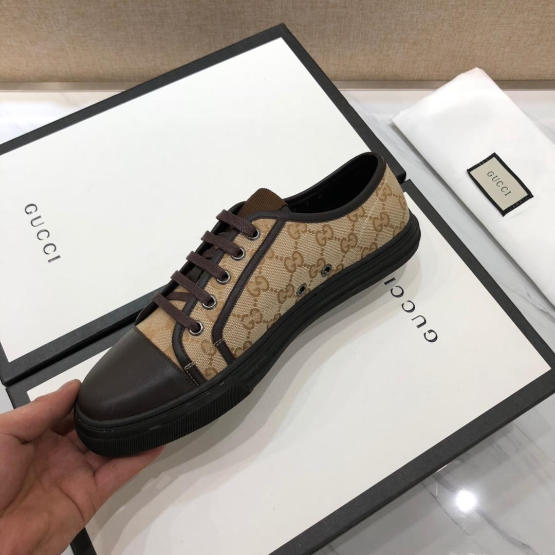 Gucci Fashion Sneakers Beige and GG print with brown sole MS07769