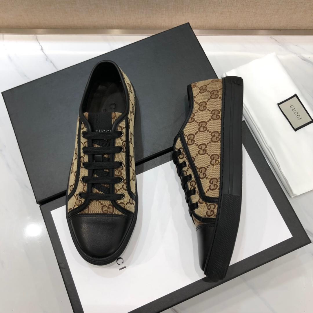 Gucci Fashion Sneakers Beige and GG print with black sole MS07759
