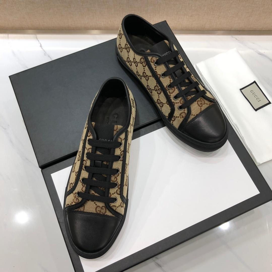 Gucci Fashion Sneakers Beige and GG print with black sole MS07759