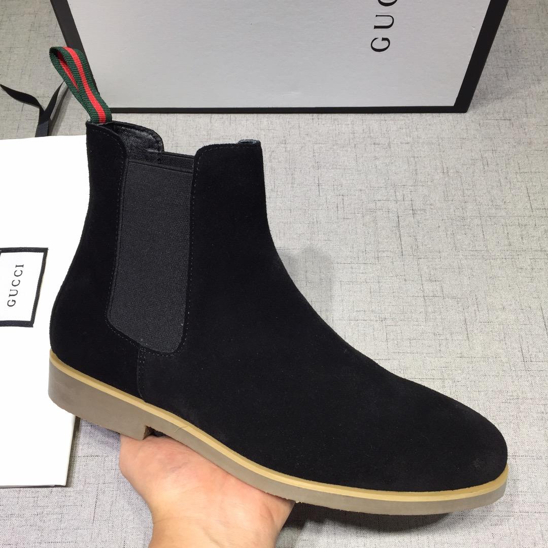 Gucci Chelsea Caligoula black leather Boots GC0807463