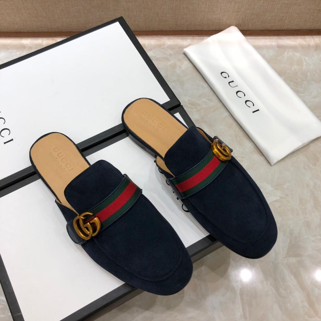 Gucci blackleather slipper with double G MS07514