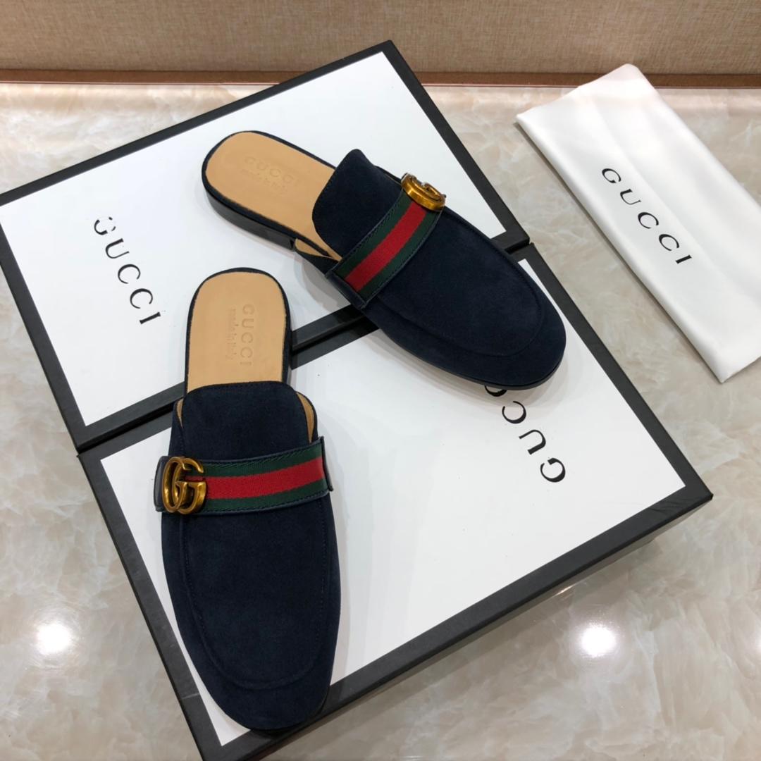 Gucci blackleather slipper with double G MS07514