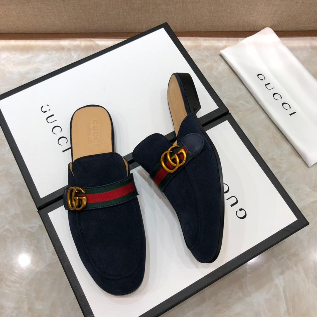 Gucci blackleather slipper with double G MS07514