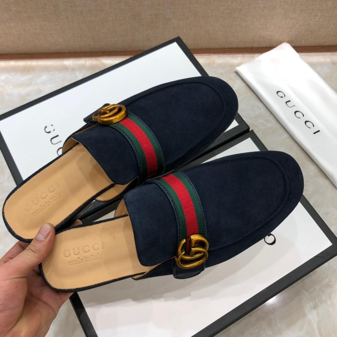 Gucci blackleather slipper with double G MS07514