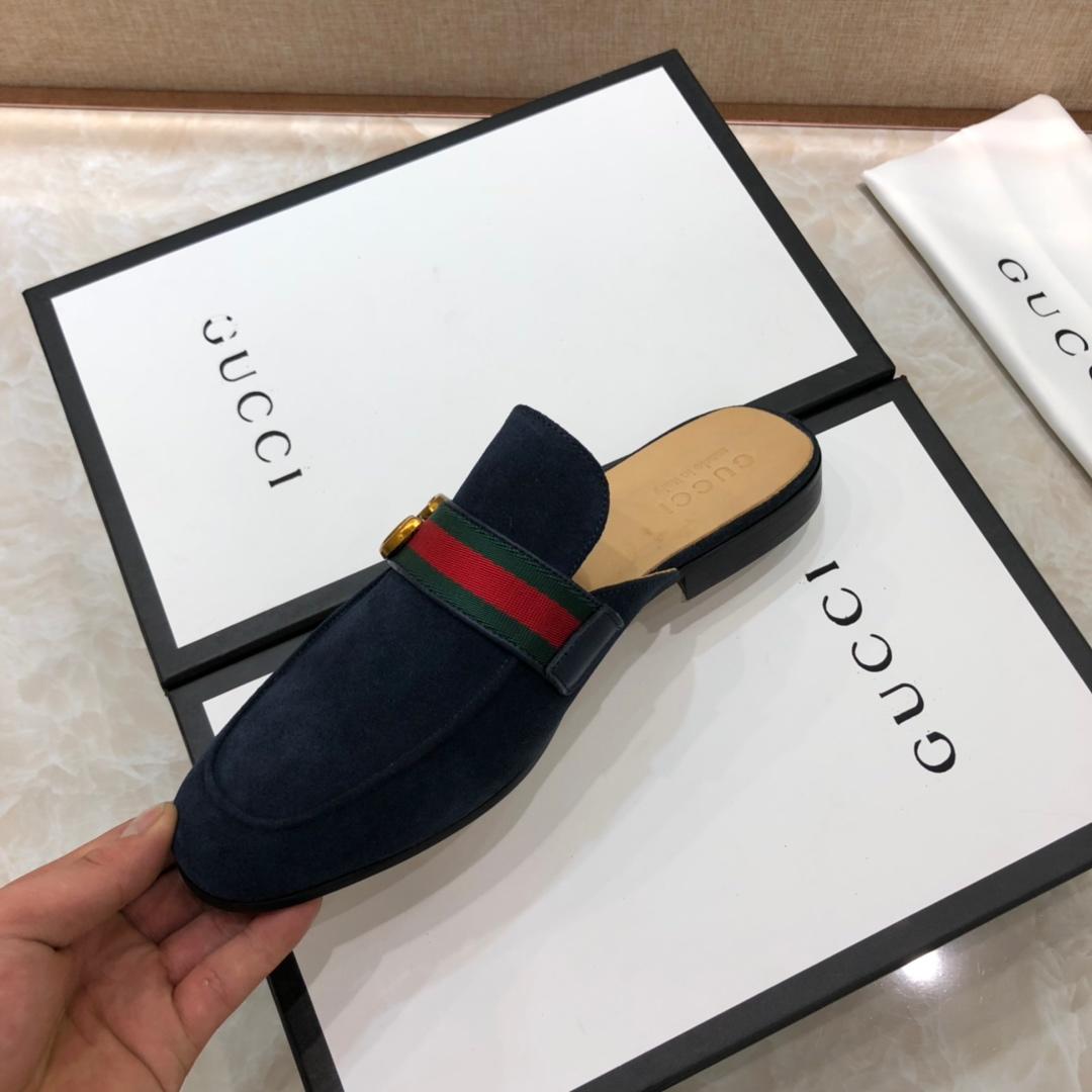 Gucci blackleather slipper with double G MS07514